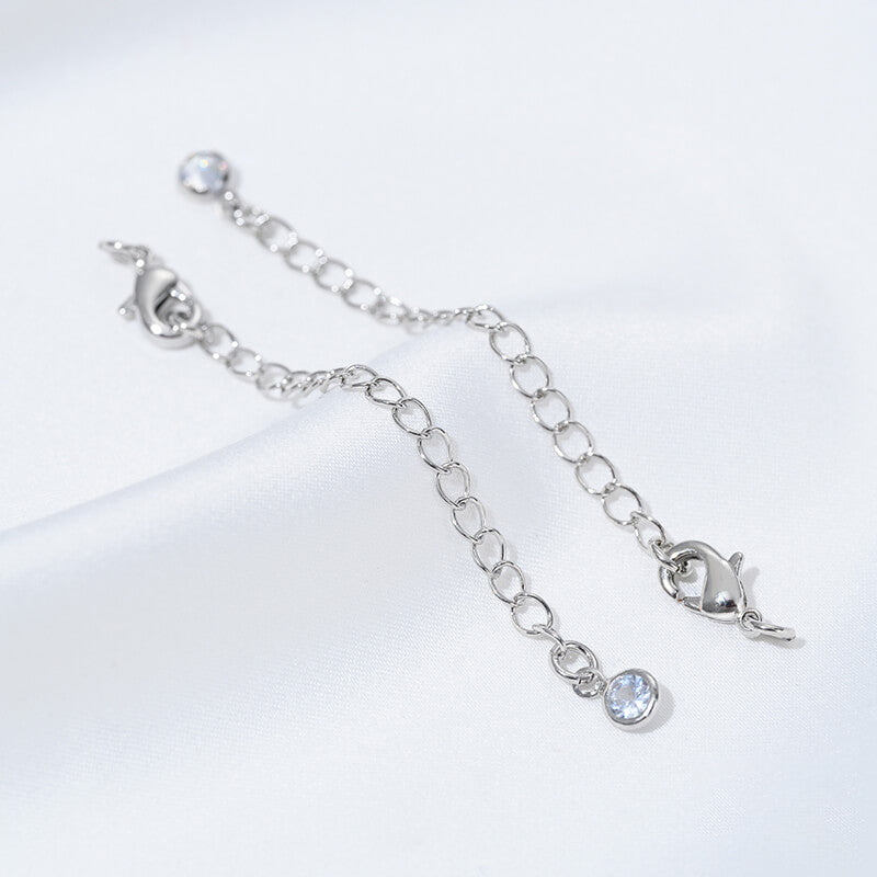 Lobster Clasp Extender Chain，Heart & Teardrop Zircon Inlay Pearl Clasp