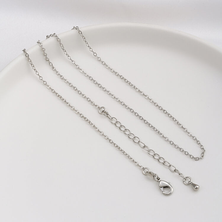 JF14K steel stamp 14k18k gold platinum silver flat O chain spacer bead chain clavicle necklace