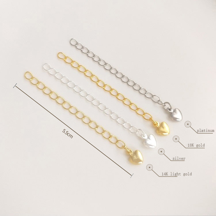 Tail chain, copper plated 14K18K real gold silver water drop, heart-shaped