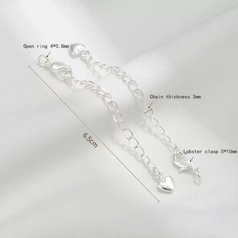 Silver tail chain, 3mm thick, with small lobster clasp and open ring