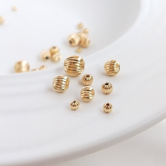 14K gold-plated lantern beads, watermelon beads, pumpkin pattern beads