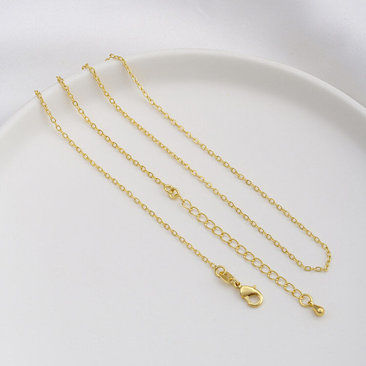 JF14K steel stamp 14k18k gold platinum silver flat O chain spacer bead chain clavicle necklace