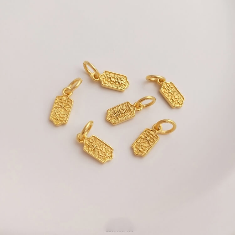 Gold sand beads peach blossom pendant abacus blessing pendant