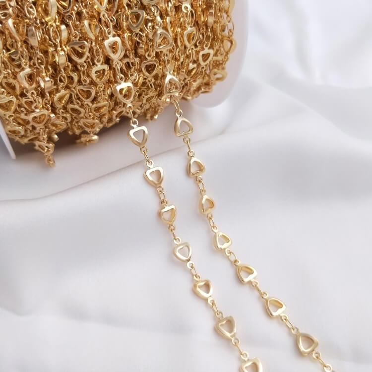 Pure copper hollow flower-shaped heart-shaped chain bean loose chain
