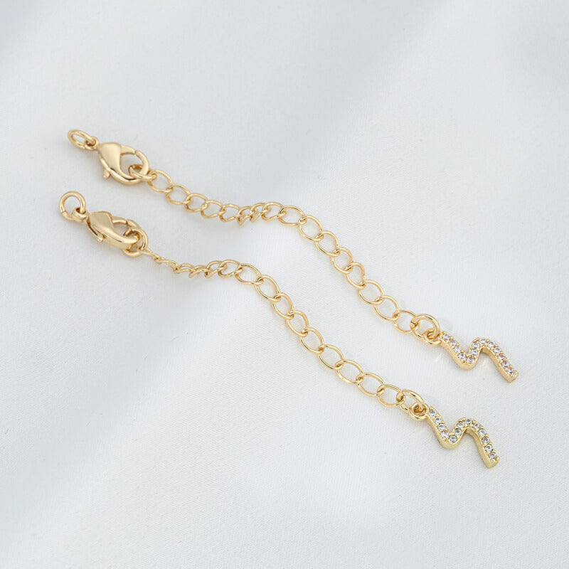 Lobster Clasp Extender，14K Gold Plated CZ Heart Clover Star Drop Chain Extender