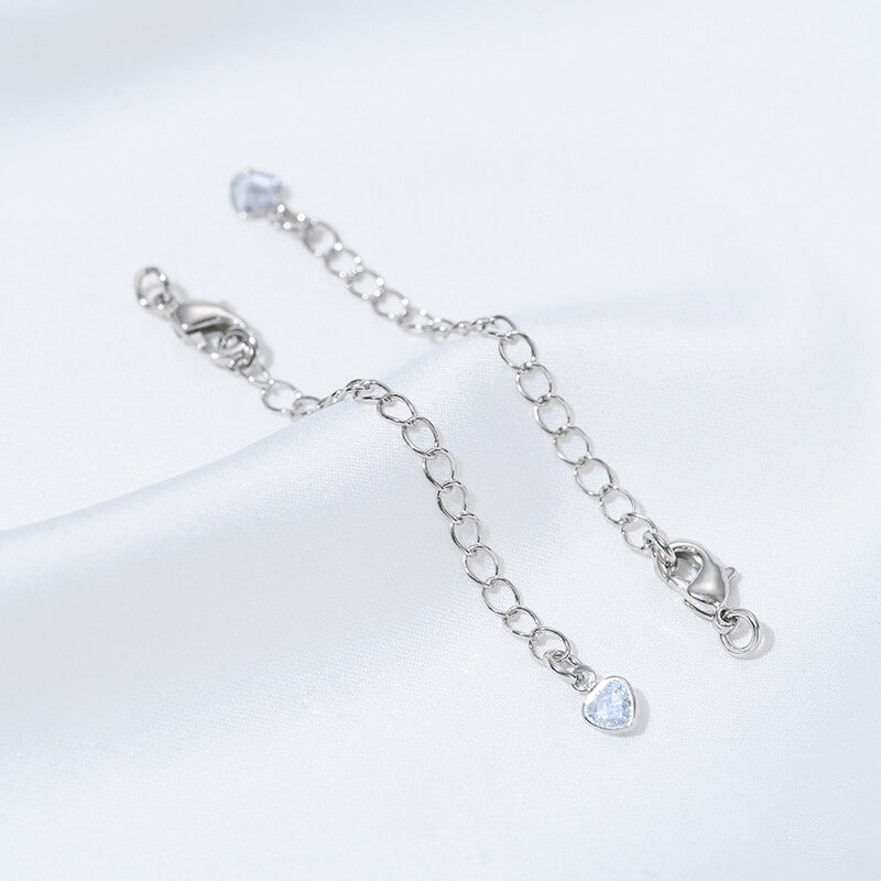 Lobster Clasp Extender Chain，Heart & Teardrop Zircon Inlay Pearl Clasp