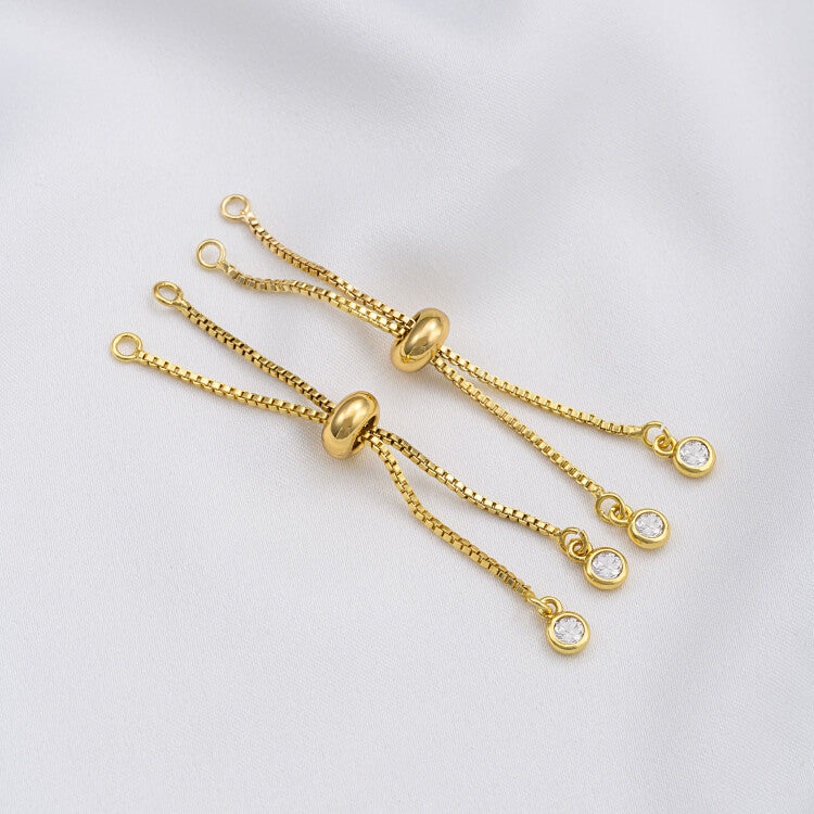 Copper-clad 14k real gold silicone beads 6cm adjustable extension chain