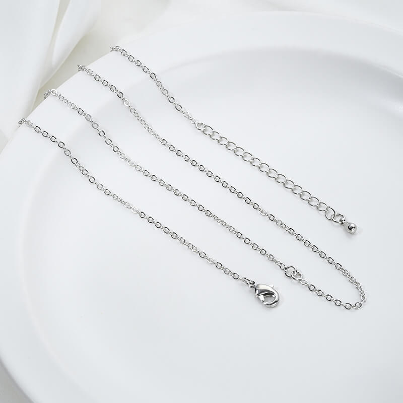 Finished Bare Necklace Chain with Extender – Box and O Link Cable Chain, Adjustable Double Loop Connector for Pendants (1 Pc)