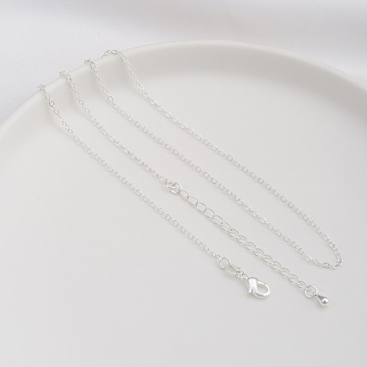 JF14K steel stamp 14k18k gold platinum silver flat O chain spacer bead chain clavicle necklace