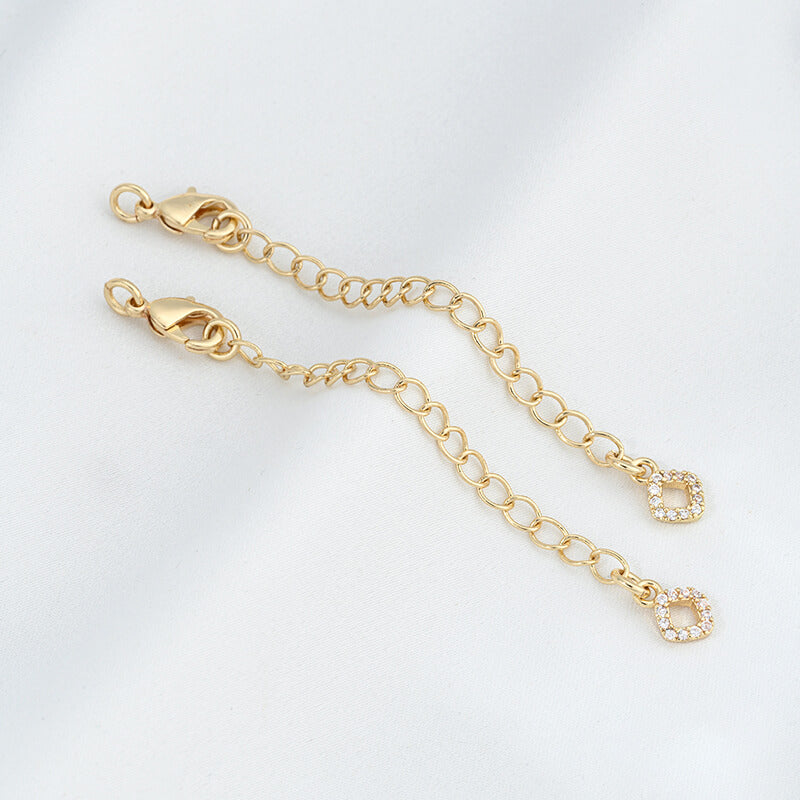 Lobster Clasp Extender，14K Gold Plated CZ Heart Clover Star Drop Chain Extender