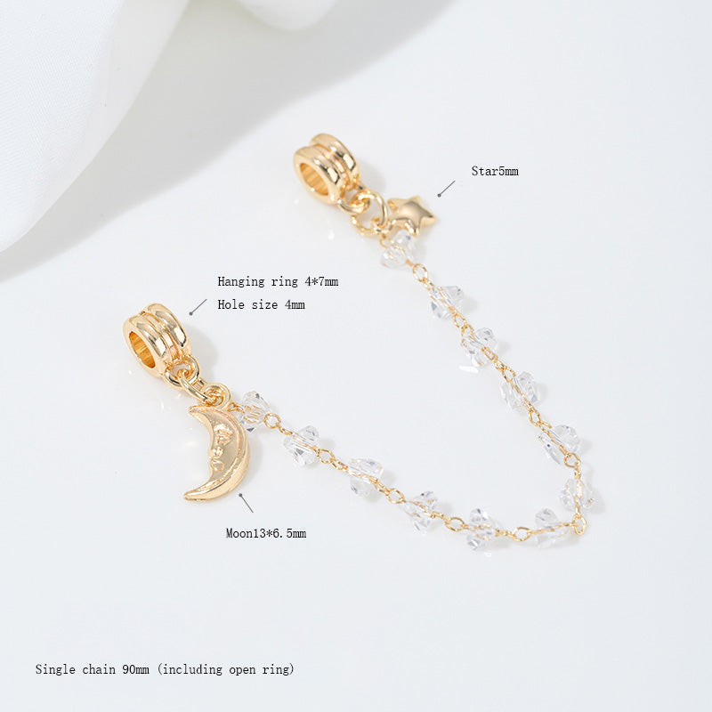 Safety Chain，Star Moon Snowflake，14k gold-plated