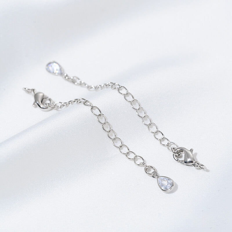 Lobster Clasp Extender Chain，Heart & Teardrop Zircon Inlay Pearl Clasp