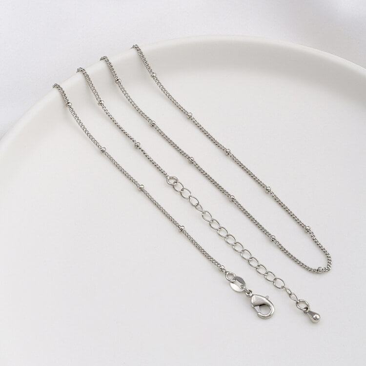JF14K steel stamp 14k18k gold platinum silver flat O chain spacer bead chain clavicle necklace