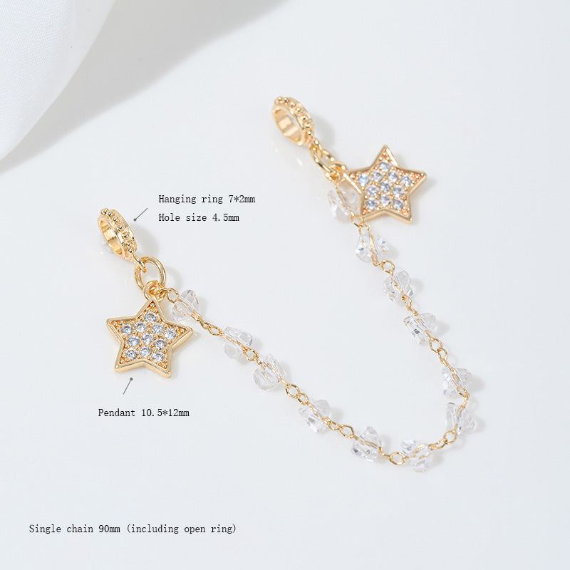Safety Chain，Star Moon Snowflake，14k gold-plated