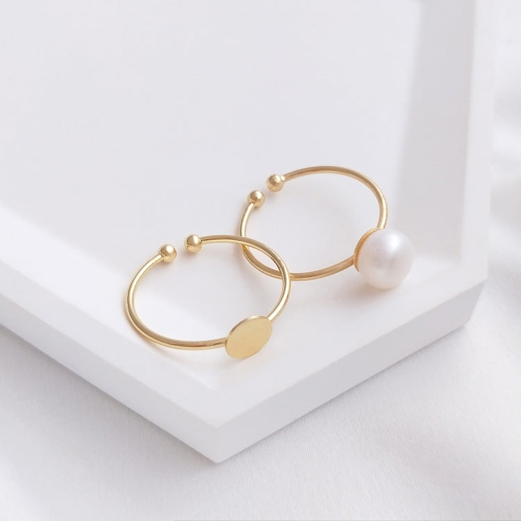 Ring flat holder, half hole bead pin, 6mm & 8mm, open ring