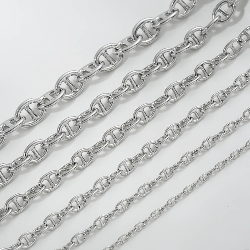 14K gold-plated platinum double hole pig nose handmade loose chain