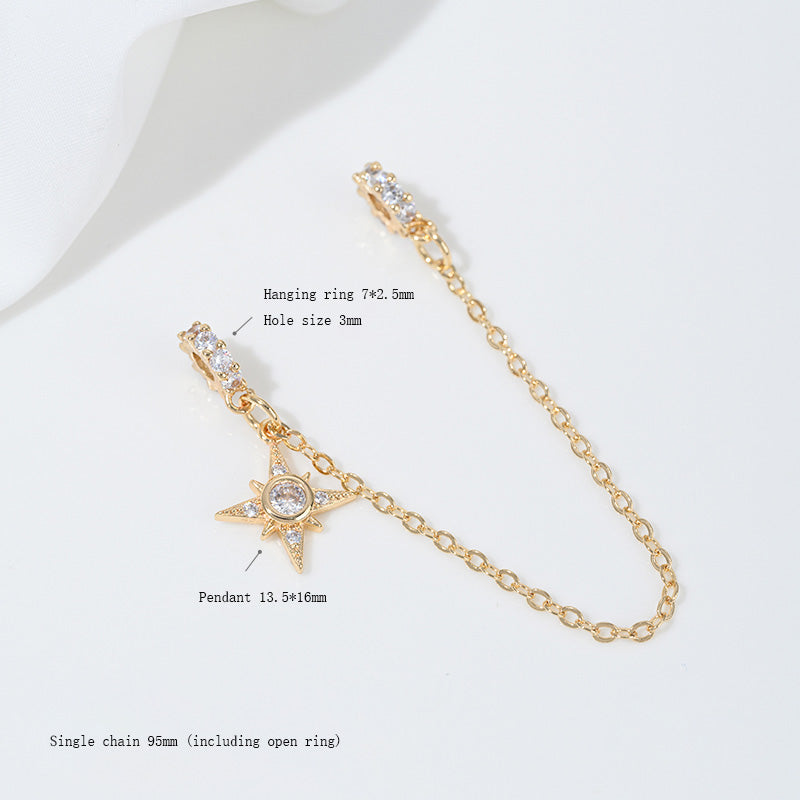 Safety Chain，Star Moon Snowflake，14k gold-plated