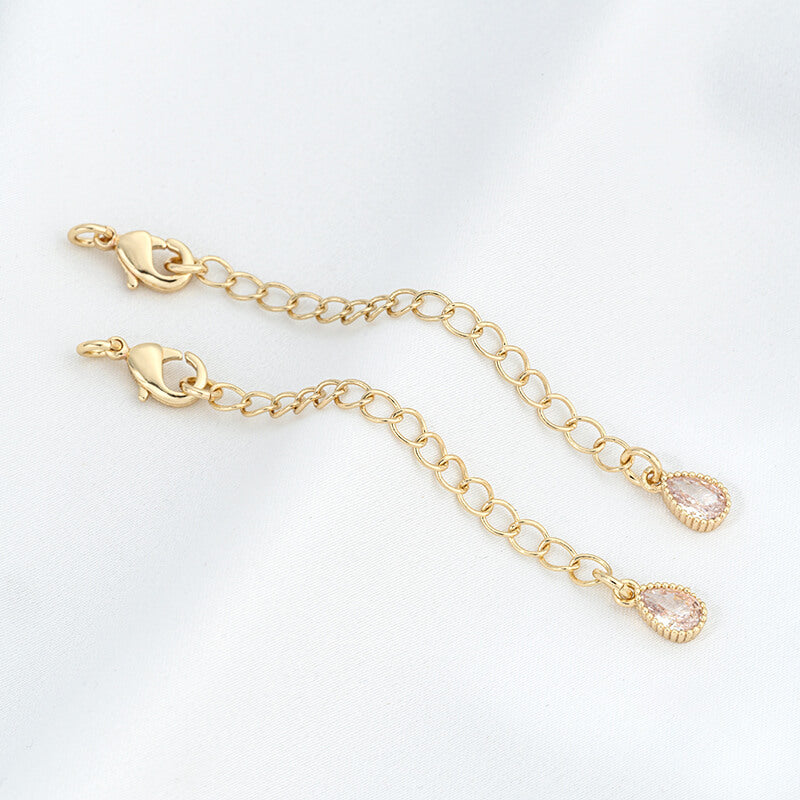 Lobster Clasp Extender，14K Gold Plated CZ Heart Clover Star Drop Chain Extender