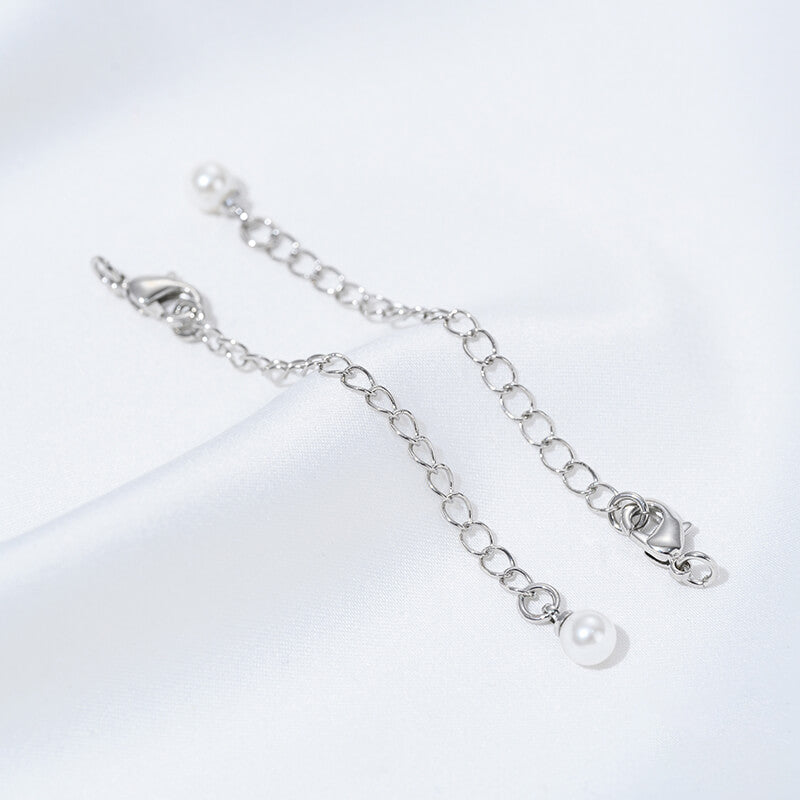 Lobster Clasp Extender Chain，Heart & Teardrop Zircon Inlay Pearl Clasp