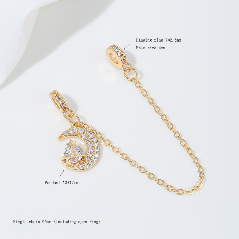 Safety Chain，Star Moon Snowflake，14k gold-plated