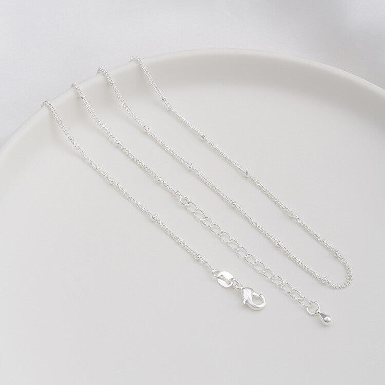JF14K steel stamp 14k18k gold platinum silver flat O chain spacer bead chain clavicle necklace