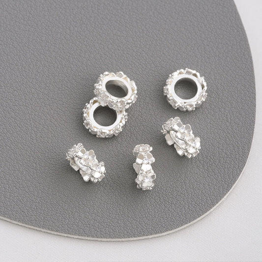 925 silver with zircon wreath spacer bead