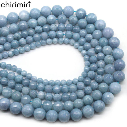 Aquamarine loose beads DIY hand-woven materials