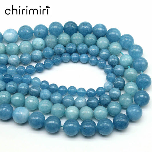 Aquamarine round beads DIY jewelry accessories