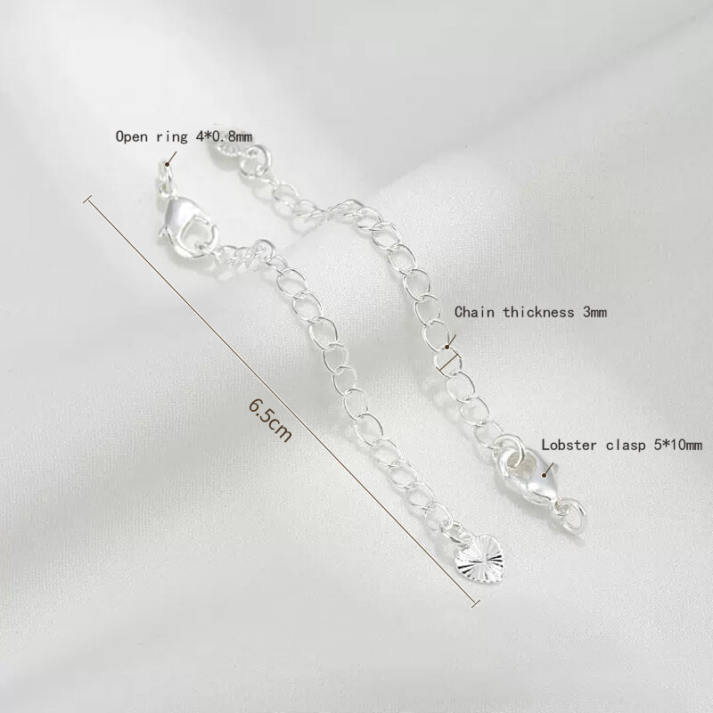 Silver tail chain, 3mm thick, with small lobster clasp and open ring
