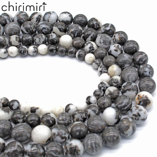 Black and white zebra stone loose beads DIY hand-woven materials
