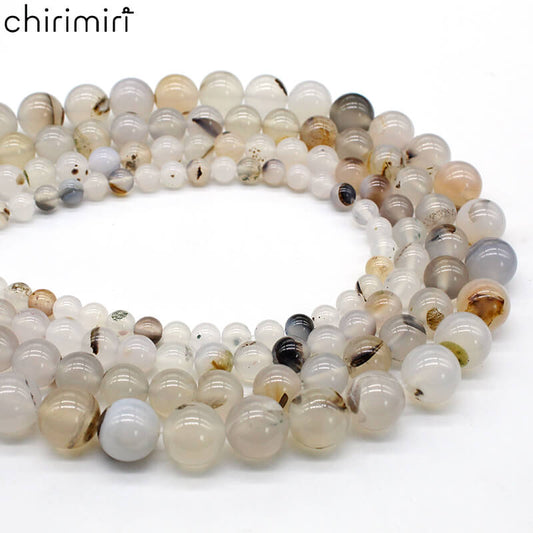 Black flower agate loose beads diy hand-woven material