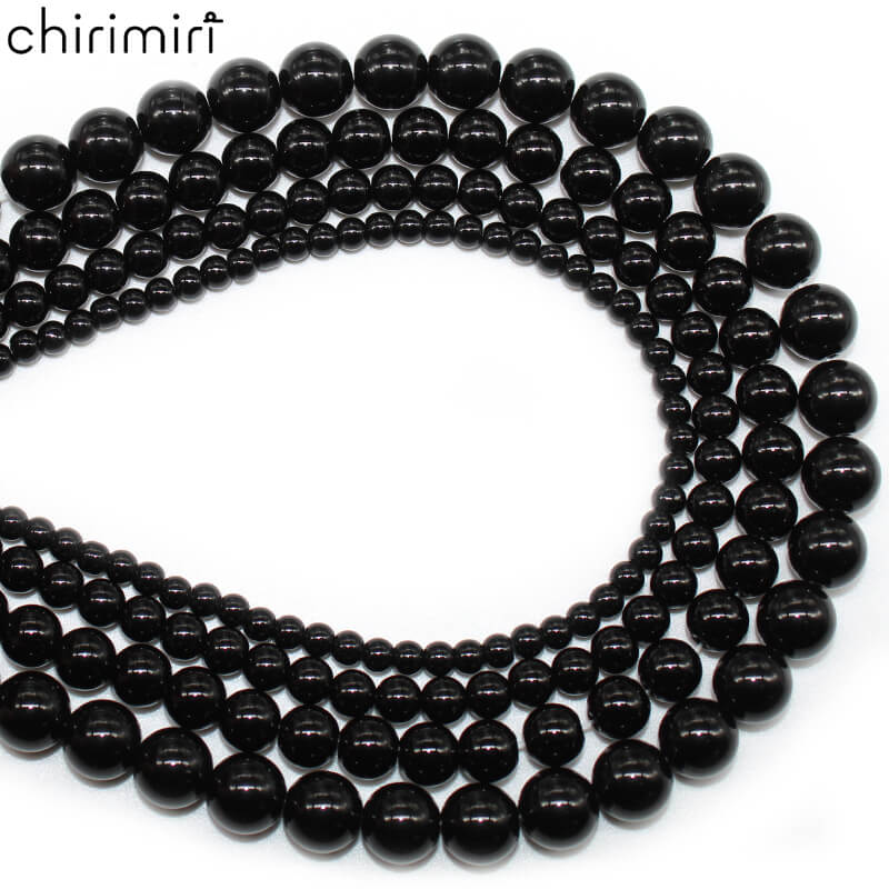 Black glass loose beads round beads DIY hand-woven bracelet