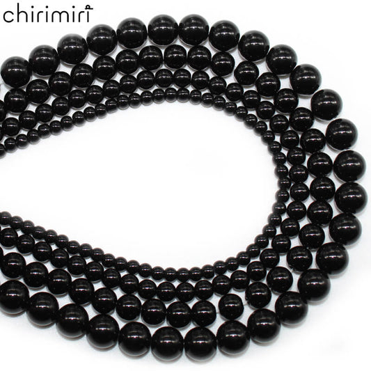 Black glass loose beads round beads DIY hand-woven bracelet