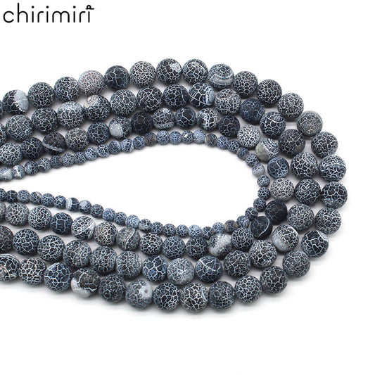 Black weathered agate loose beads DIY hand-woven