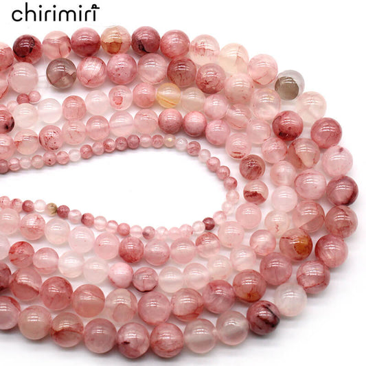 Blood red cracked Persian chalcedony stone loose bead necklace semi-finished product
