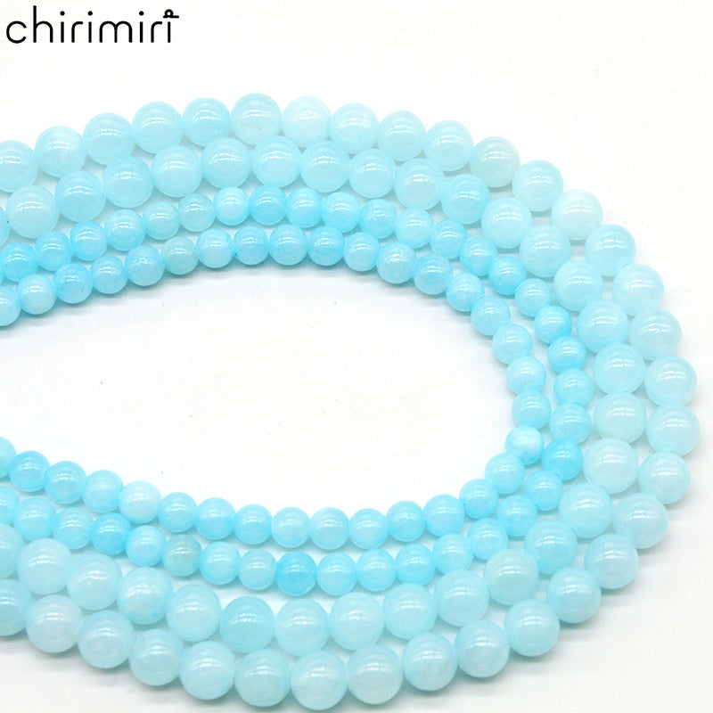 Blood blue beige jade loose beads DIY hand-woven materials