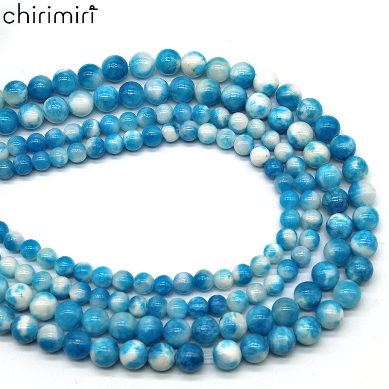 Blue Persian jade loose beads DIY hand-woven materials