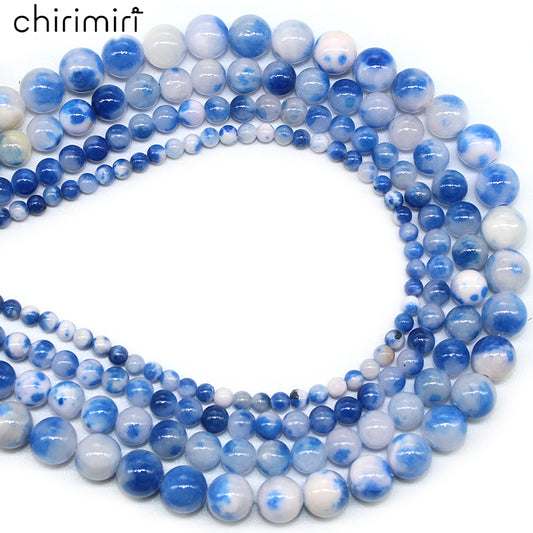 Blue and white porcelain color Persian jade loose beads DIY hand-woven bracelet