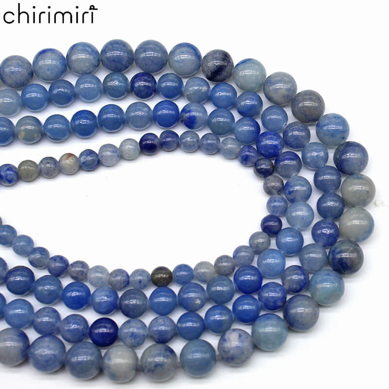 Blue aventurine round beads crystal agate DIY hand-woven materials