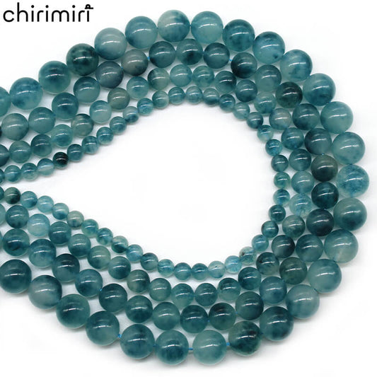 Blue floating flower chalcedony loose beads DIY handmade bracelet