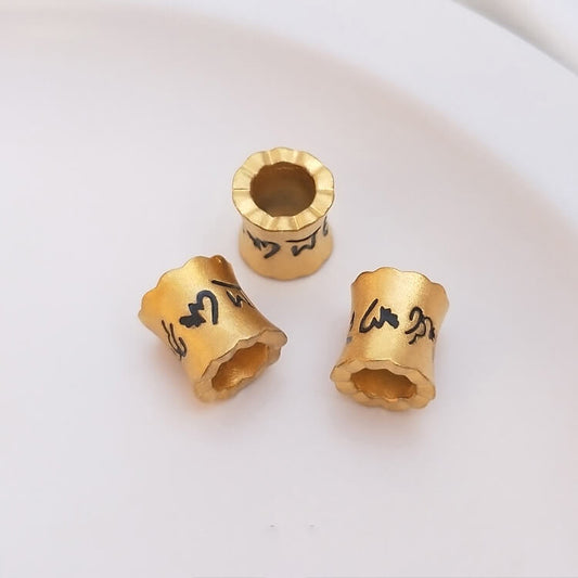 Golden color sand gold six-word mantra luck beads