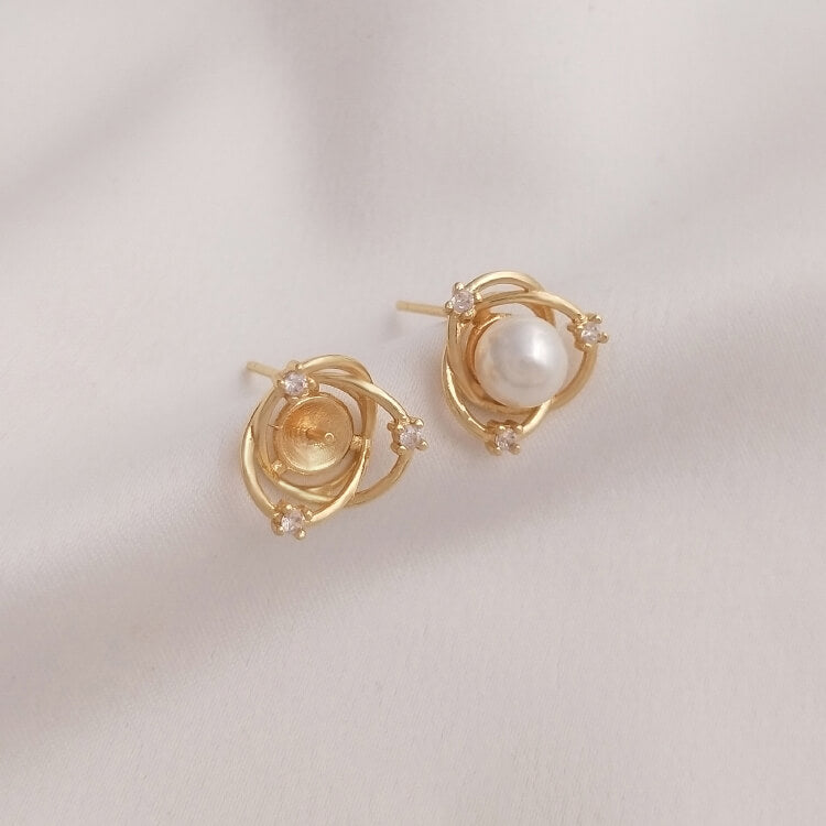 Half-hole bead support DIY earrings