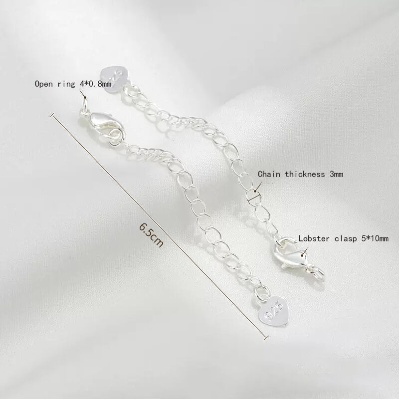 Silver tail chain, 3mm thick, with small lobster clasp and open ring