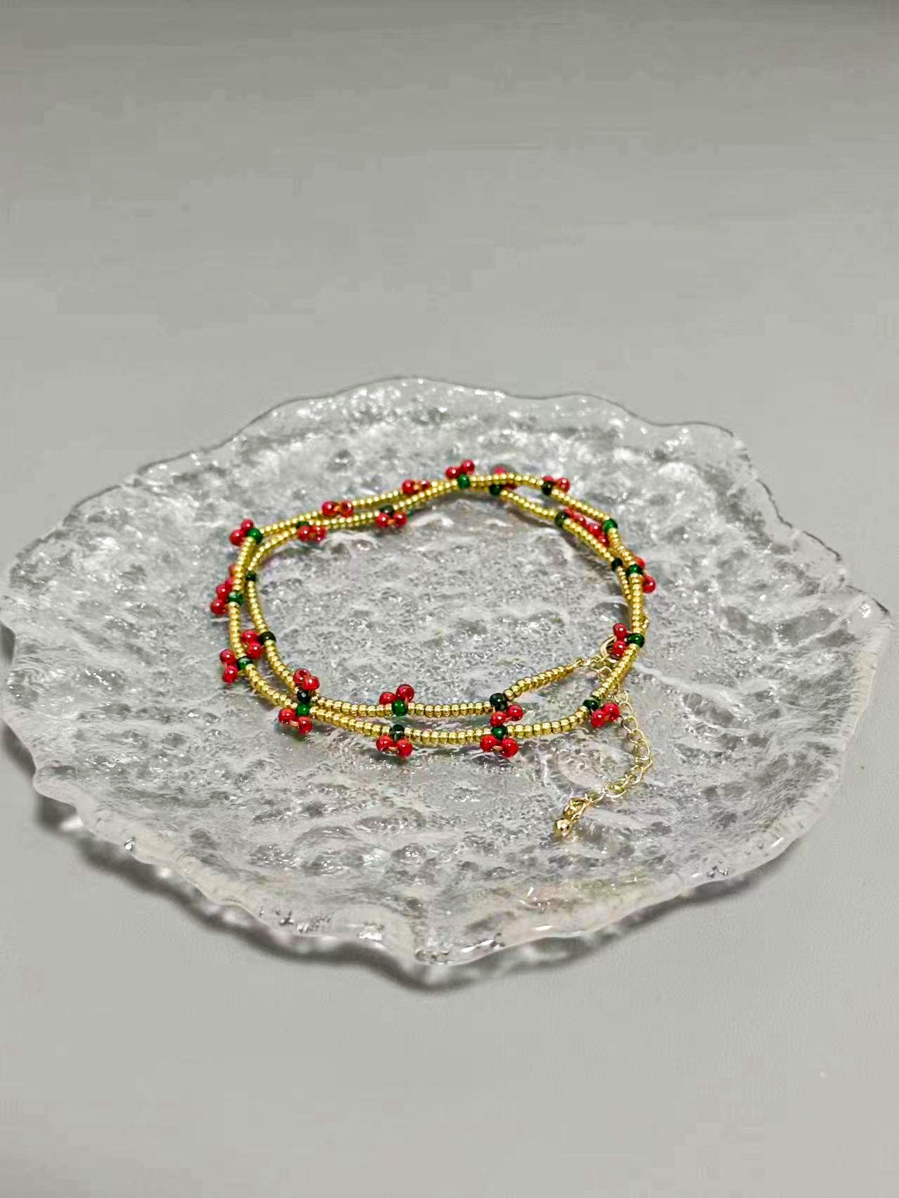 Chirimirijewelry DIY Handmade Beaded Cherry Necklace Thanksgiving Day Teenage Girl Accessories Summer Cute Funky Jewelry For Halloween Gifts Girlfriend Recommend