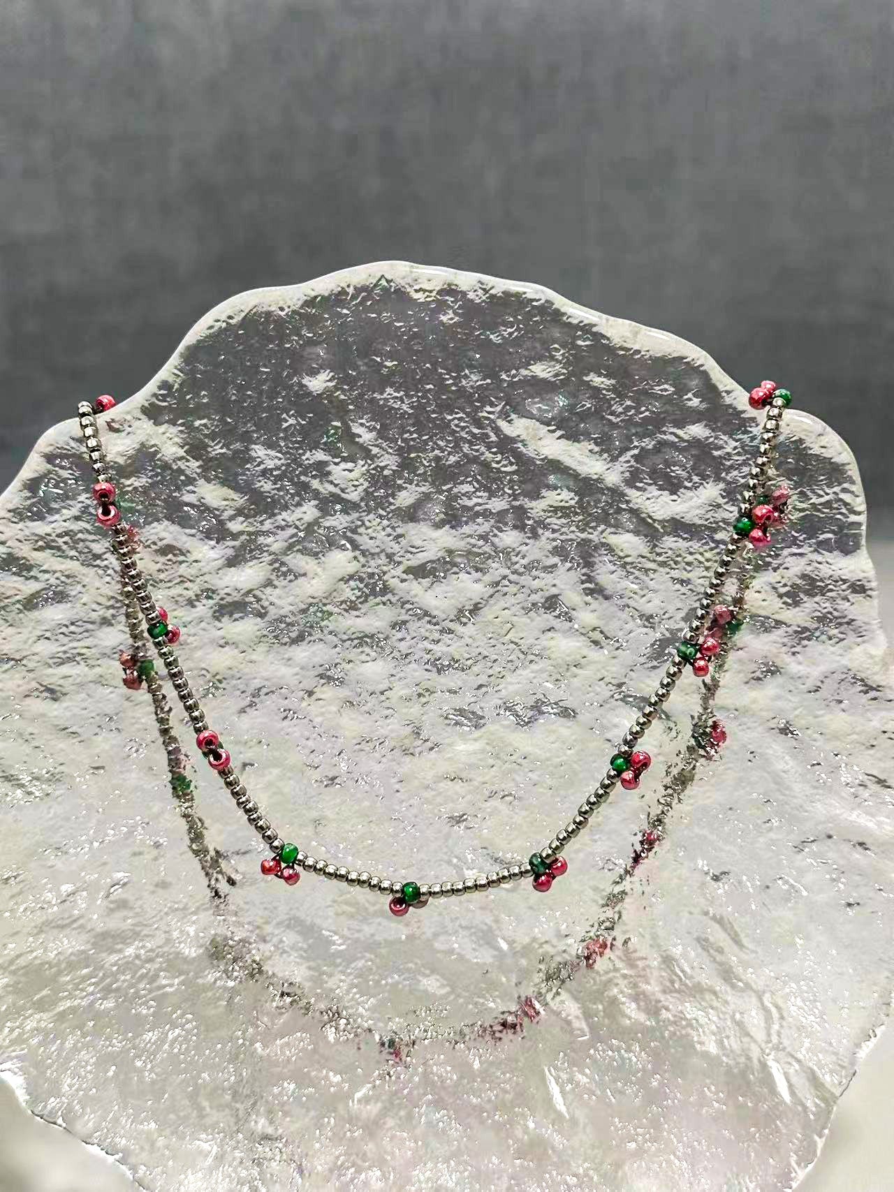 Chirimirijewelry DIY Handmade Beaded Cherry Necklace Thanksgiving Day Teenage Girl Accessories Summer Cute Funky Jewelry For Halloween Gifts Girlfriend Recommend