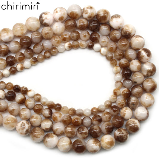 Coffee color Persian jade loose beads DIY hand-woven bracelet