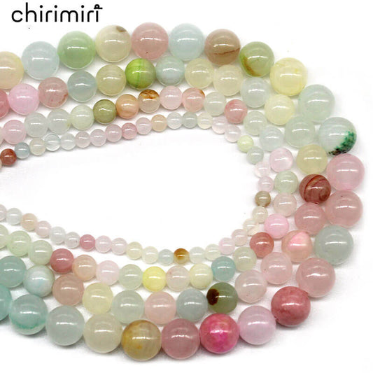 Colorful green jade round bead necklace semi-finished product