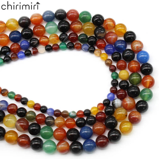 Colorful mixed agate loose beads round beads DIY hand-woven material crystal