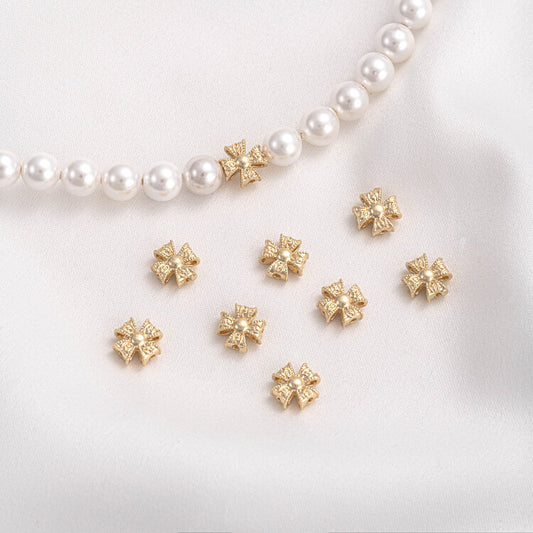 Copper-clad 14K real gold cross spacer beads
