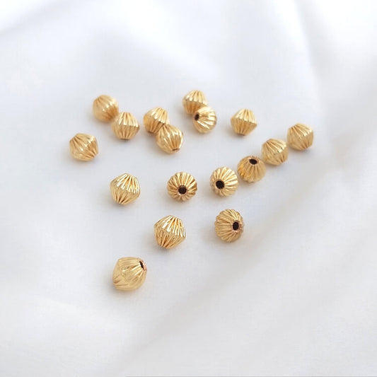 Copper-clad 14K real gold diamond-shaped melon-patterned beads
